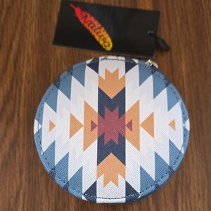 Native Geometric Pattern Pill Case - Blue and Orange
